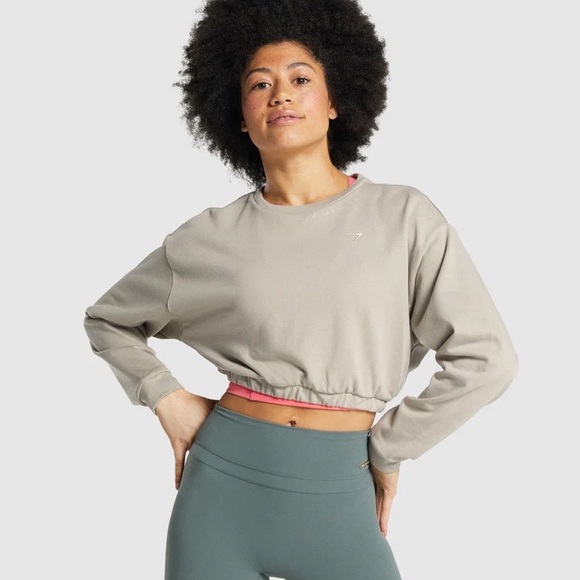 Gymshark Tops - Gymshark | Whitney Simmons Cropped Pullover in Mink Size XXL